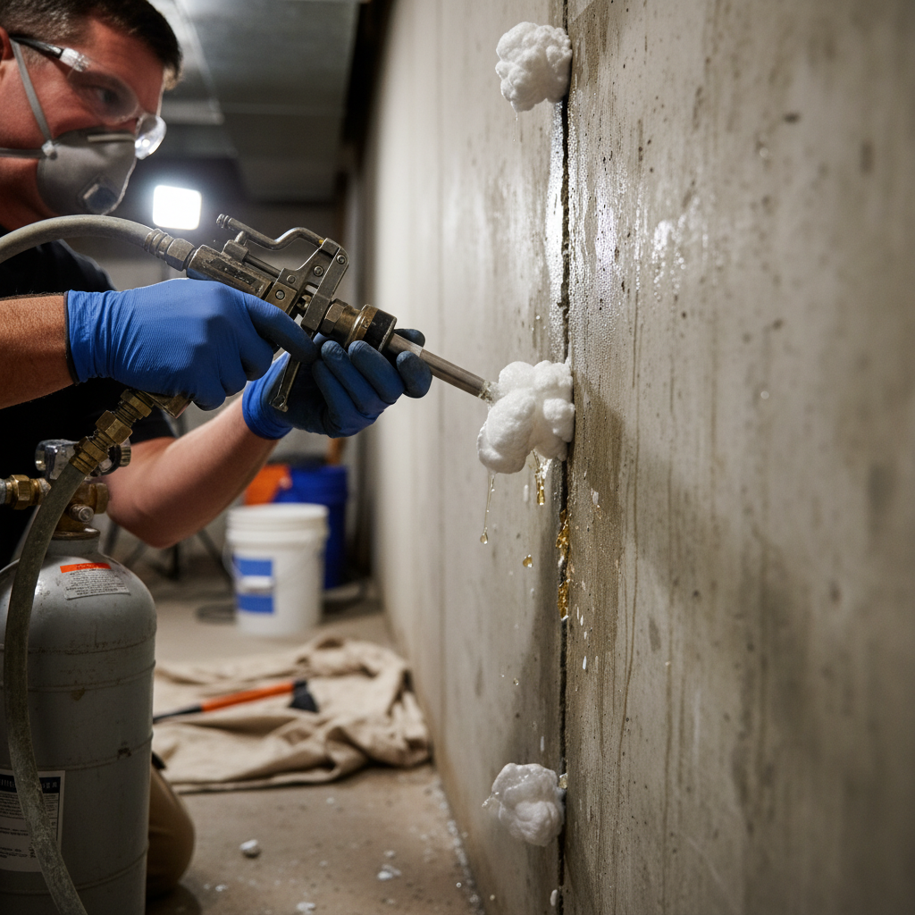 Réparation fissure fondation Napierville — installation professionnelle