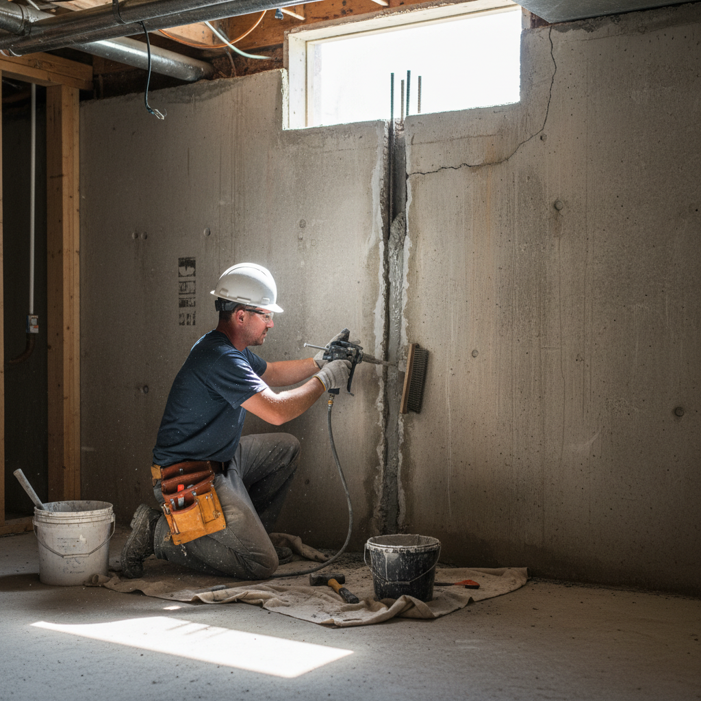 Réparation fissure fondation Amqui — installation professionnelle