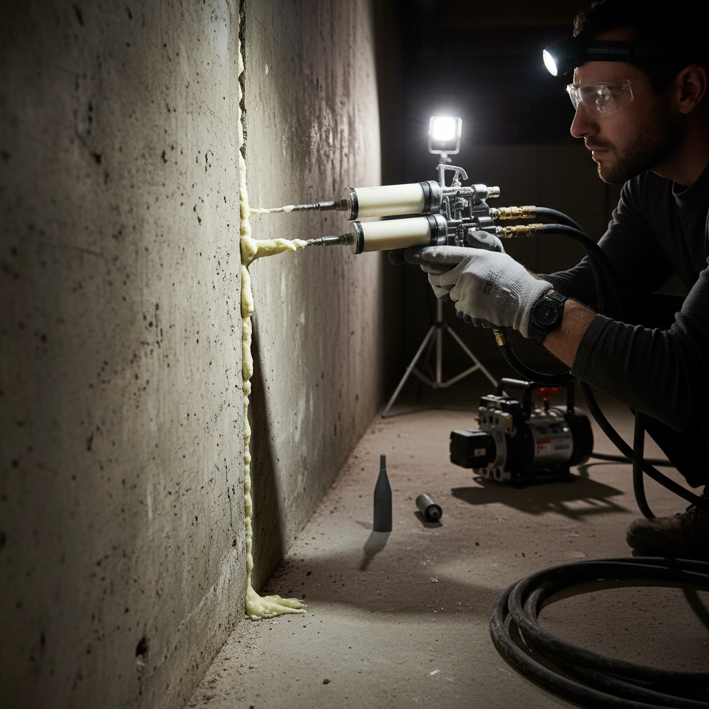 Réparation fissure fondation Lefebvre — installation professionnelle