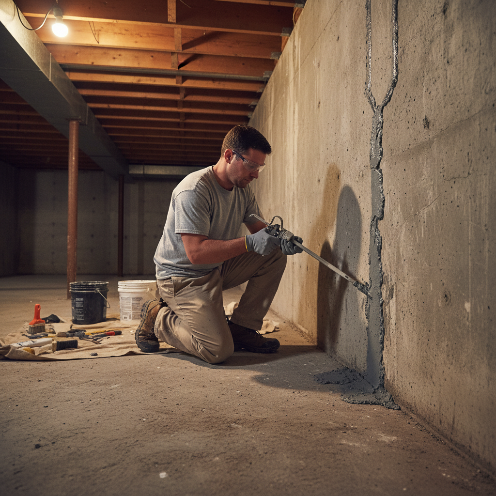 Réparation fissure fondation Rougemont — installation professionnelle