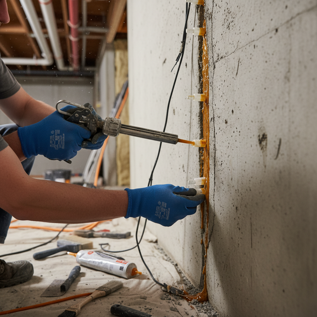 Réparation fissure fondation Amos — installation professionnelle