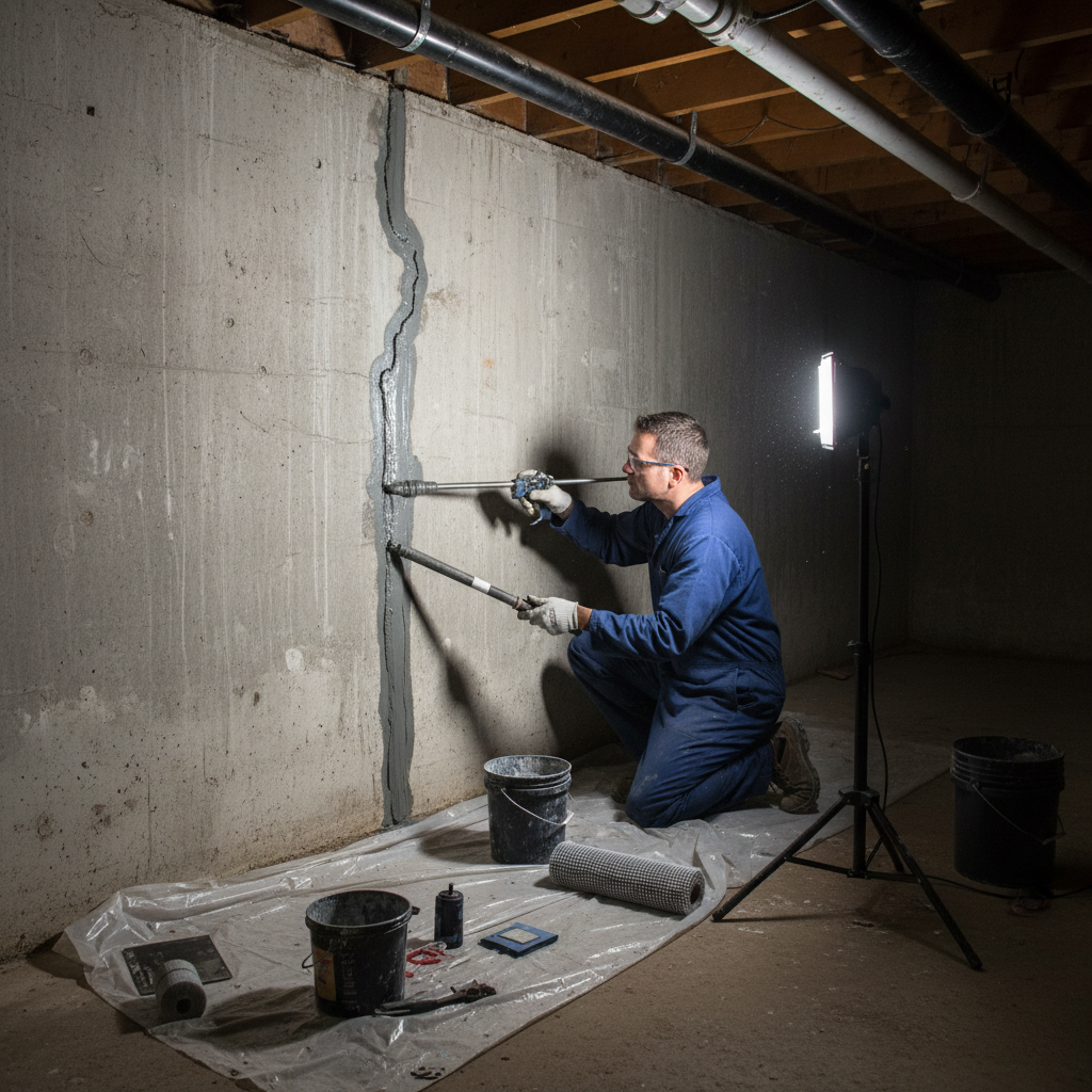 Réparation fissure fondation Batiscan — installation professionnelle