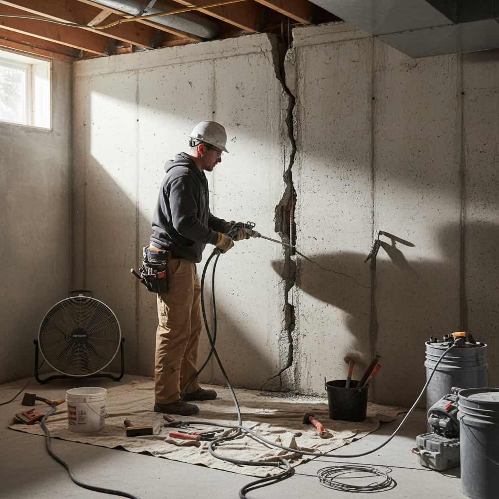 Réparation fissure fondation Rawdon — installation professionnelle