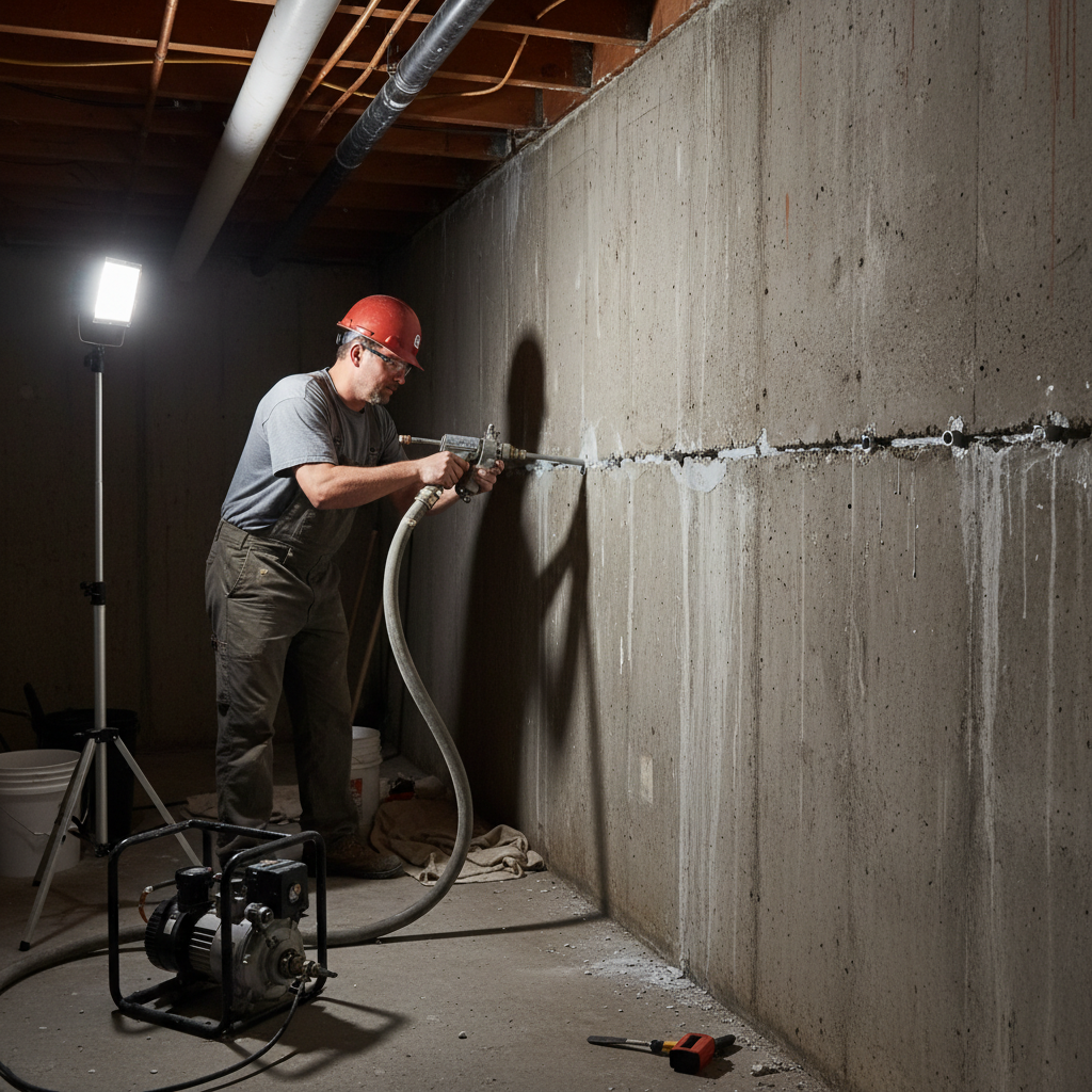 Réparation fissure fondation Hudson — installation professionnelle