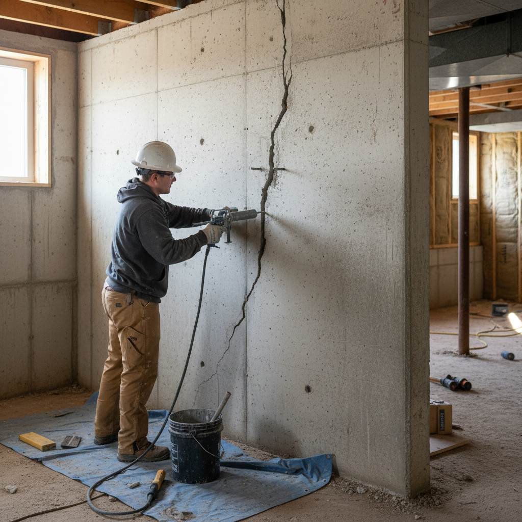 Réparation fissure fondation Scott — installation professionnelle