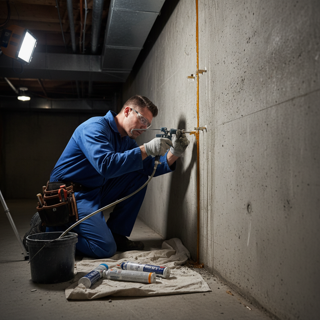 Réparation fissure fondation Brébeuf — installation professionnelle