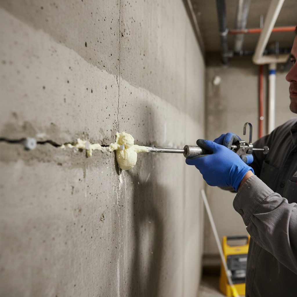 Réparation fissure fondation Wotton — installation professionnelle