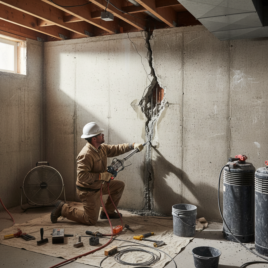 Réparation fissure fondation Chartierville — installation professionnelle