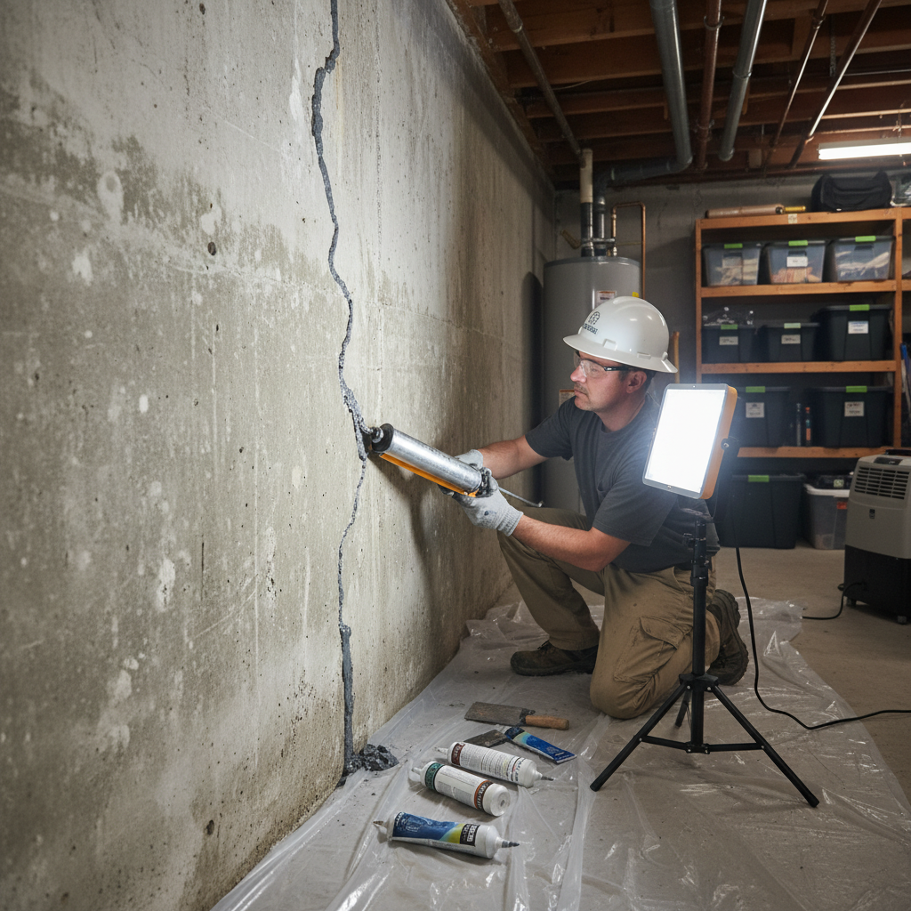 Réparation fissure fondation Coaticook — installation professionnelle