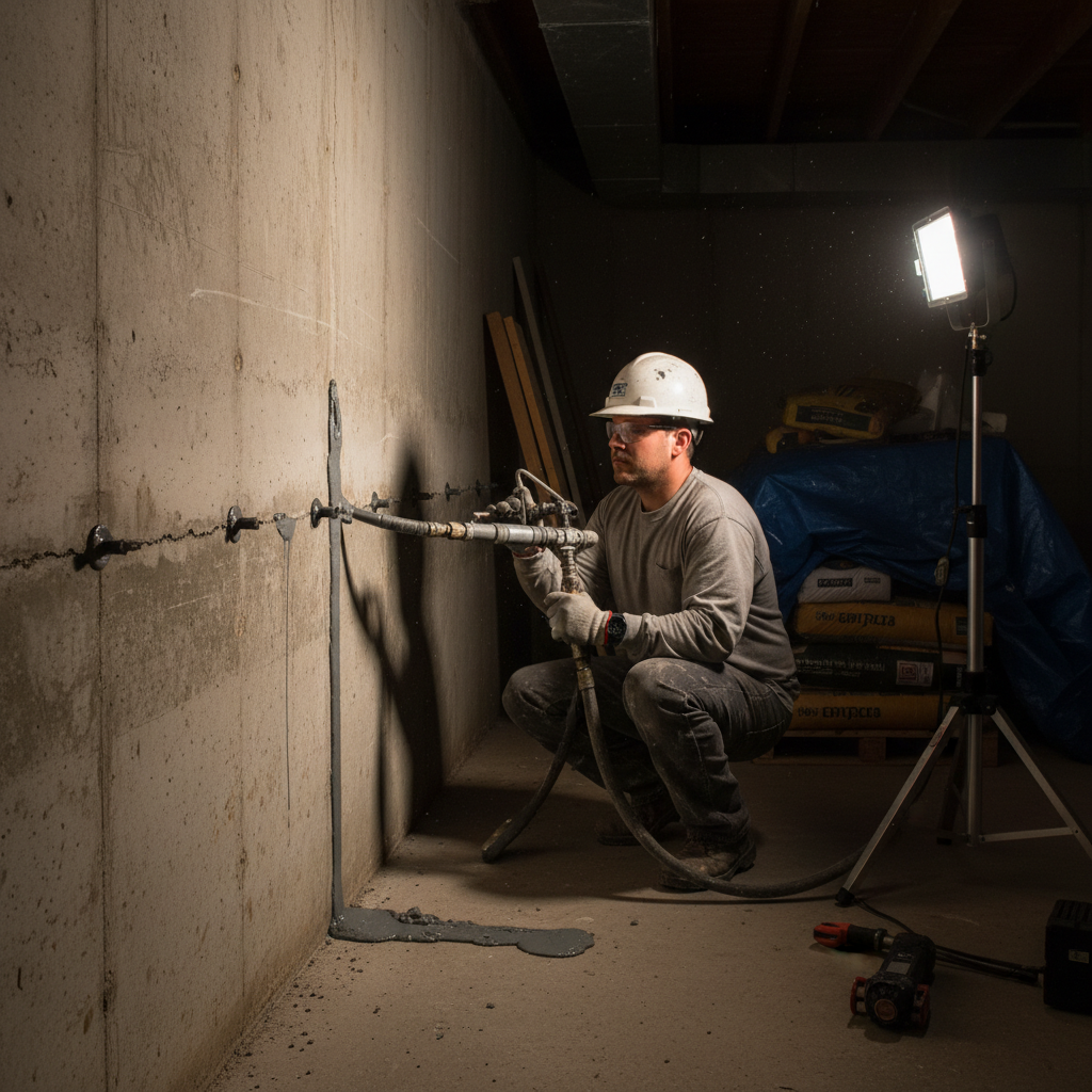 Réparation fissure fondation Warden — installation professionnelle