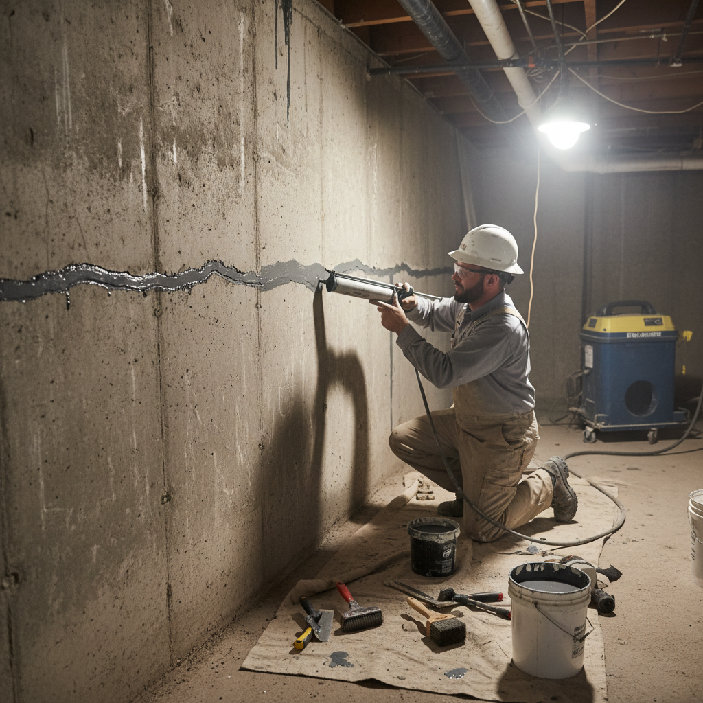 Réparation fissure fondation Saint-Robert — installation professionnelle