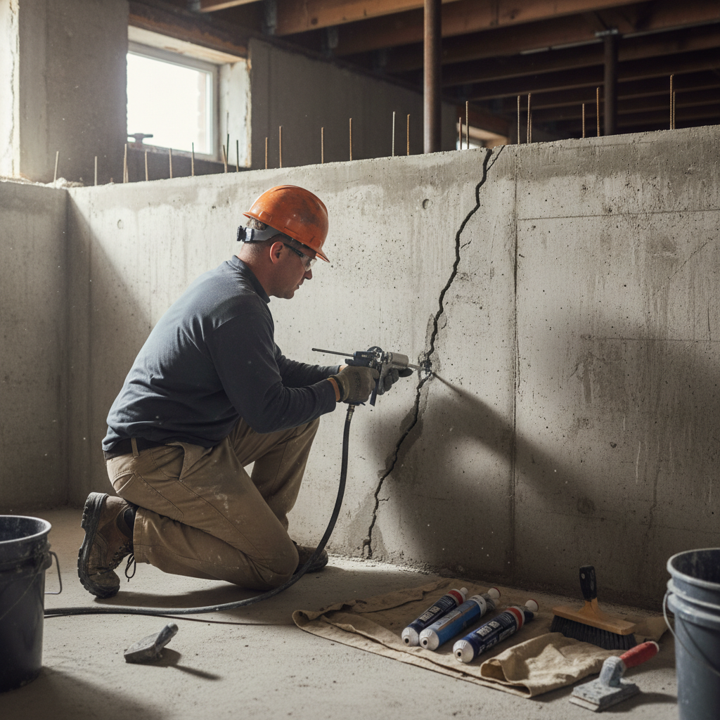 Réparation fissure fondation Bedford — installation professionnelle