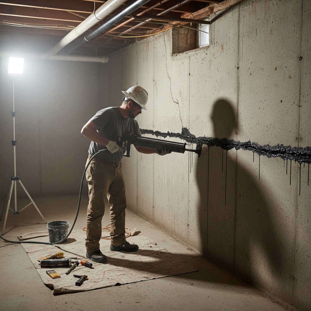 Réparation fissure fondation Cacouna — installation professionnelle