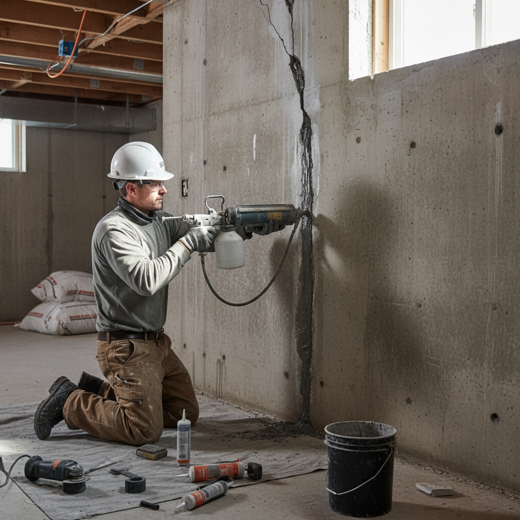 Réparation fissure fondation Saint-Lucien — installation professionnelle