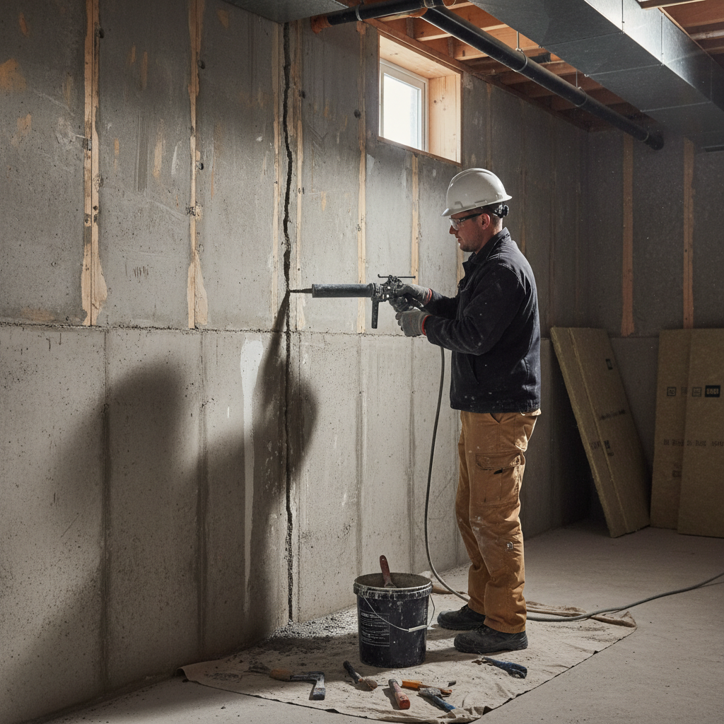 Réparation fissure fondation Lamarche — installation professionnelle