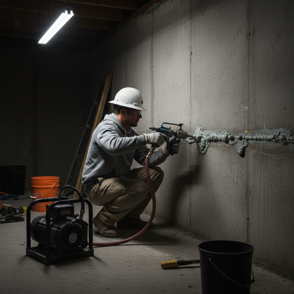 Réparation fissure fondation Authier — installation professionnelle