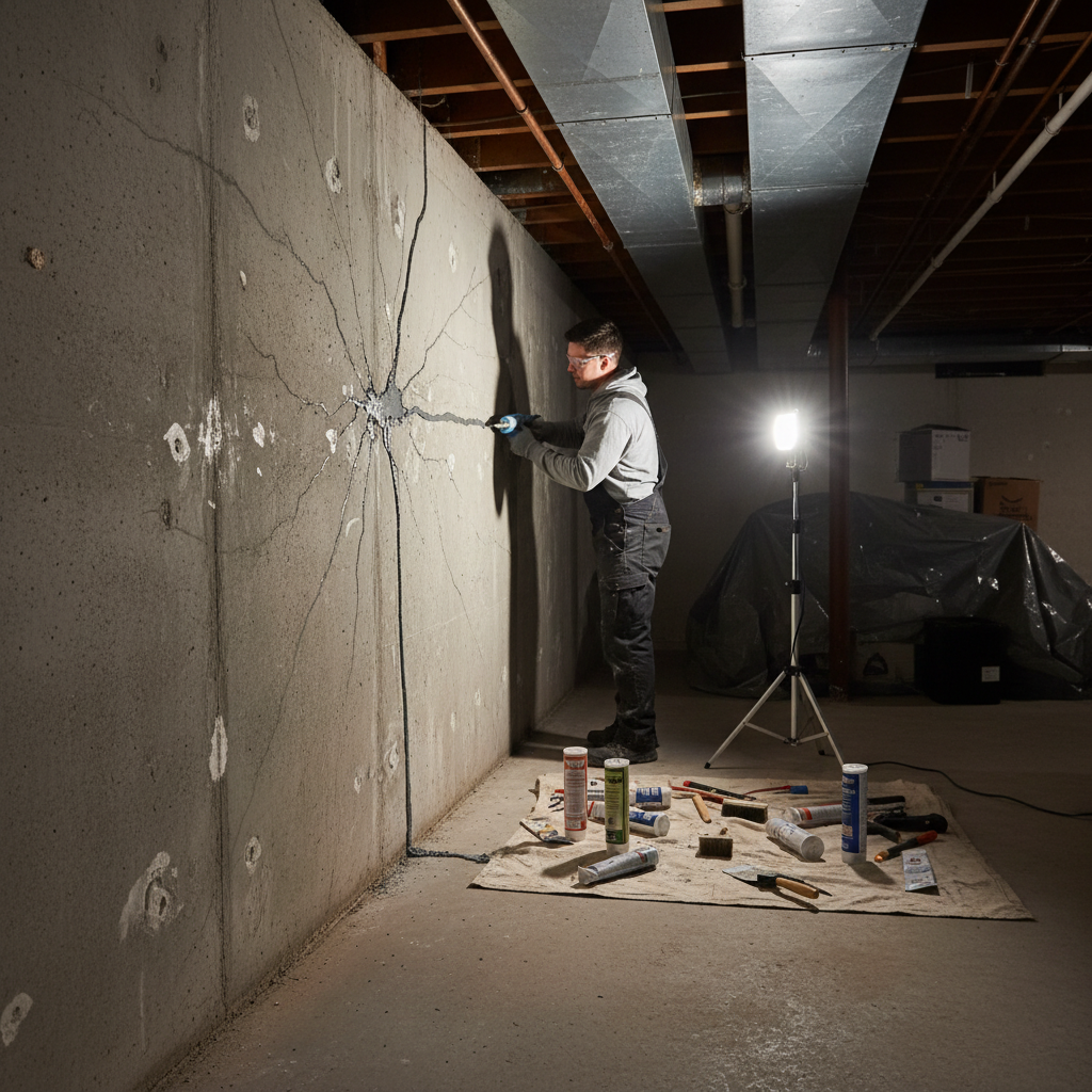 Réparation fissure fondation Crabtree — installation professionnelle