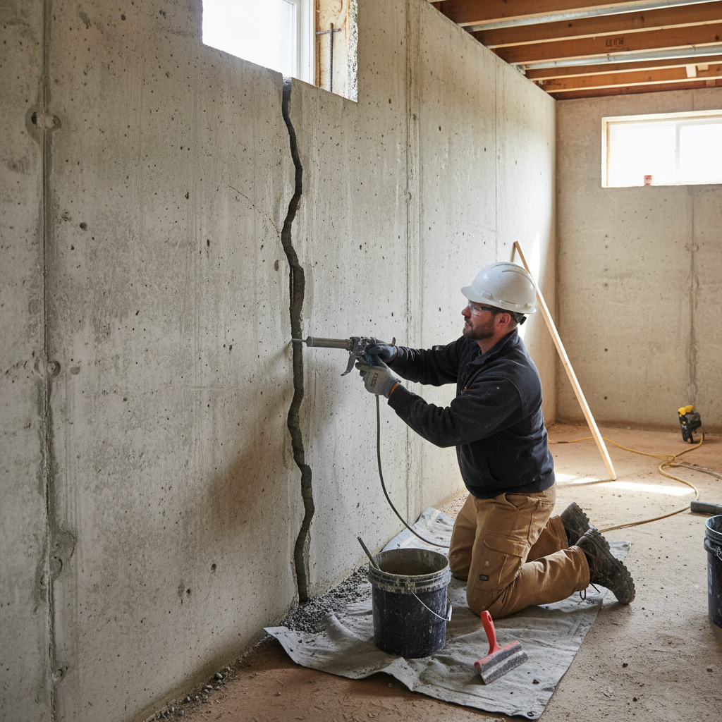 Réparation fissure fondation Senneterre — installation professionnelle