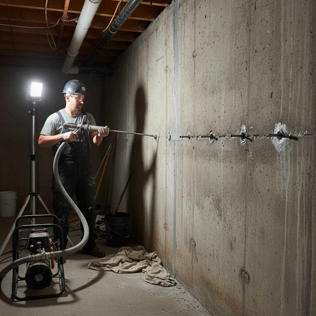 Réparation fissure fondation Caplan — installation professionnelle